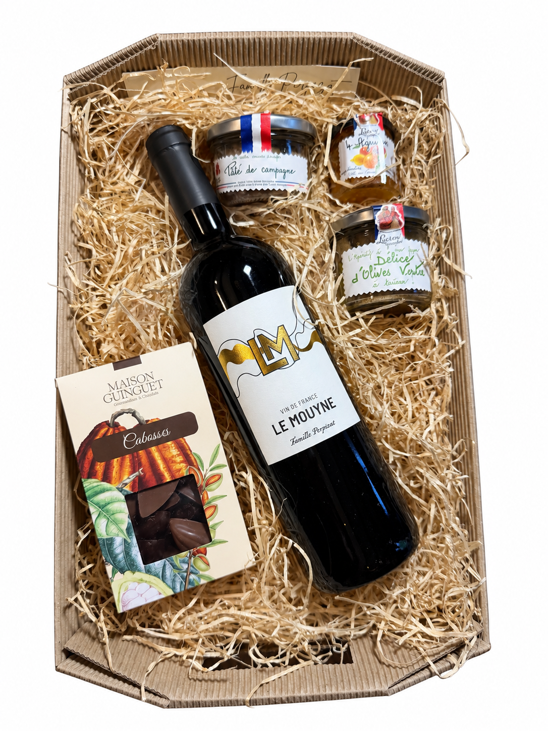 Coffret composé Domaine Le Mouyne 1 bouteille personnalisable