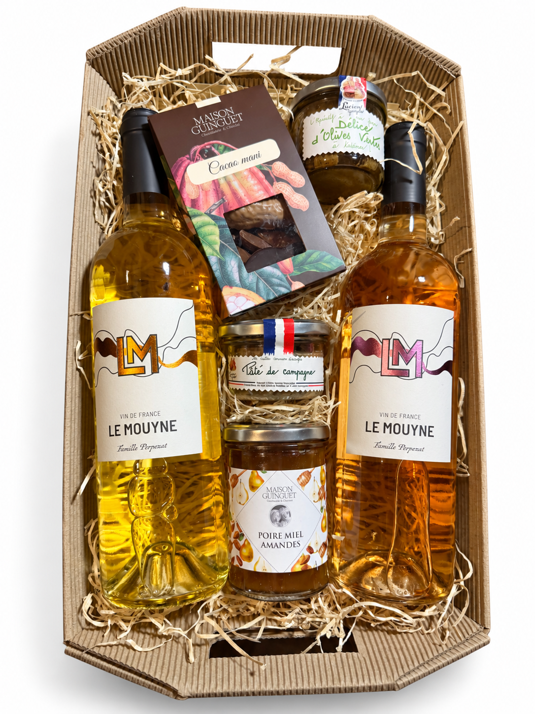 Coffret composé Domaine Le Mouyne 2 bouteilles personnalisable