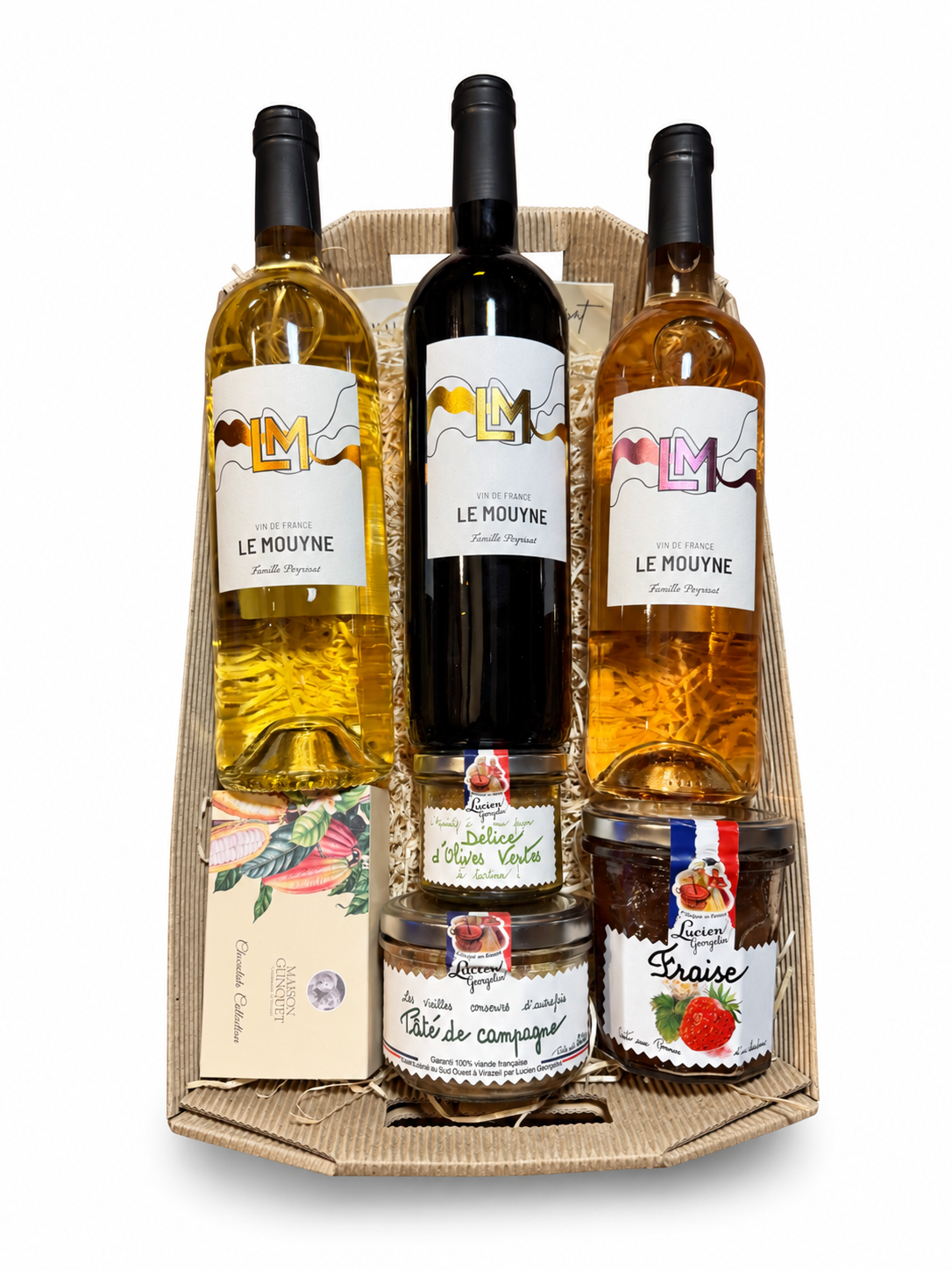 Coffret composé Domaine Le Mouyne 3 bouteilles personnalisable